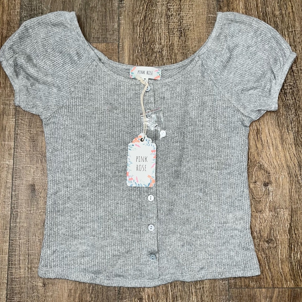 NWT Pink Rose Light Heather Grey T-shirt